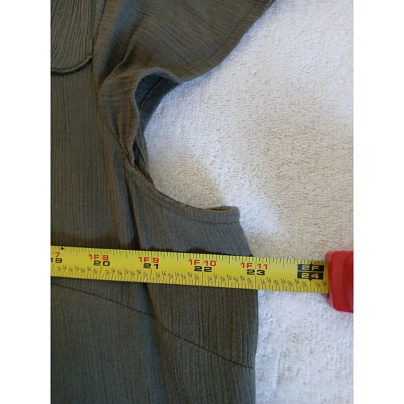 CJ Banks Blouse Womens 1X Top Short Sleeve Green Olive Scoop Neck - Picture 10 of 13